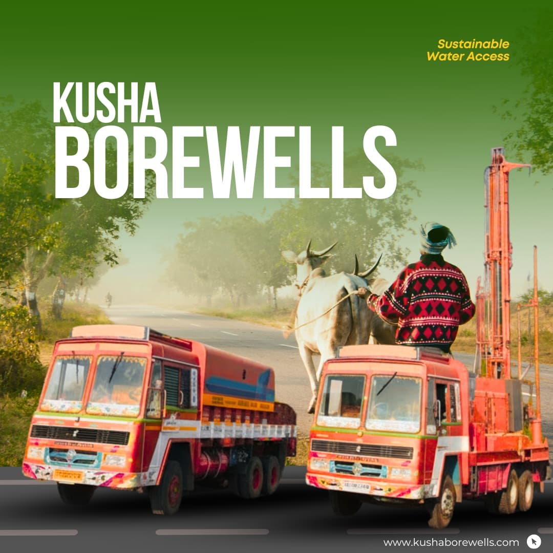 Modern borewell drilling rig in action